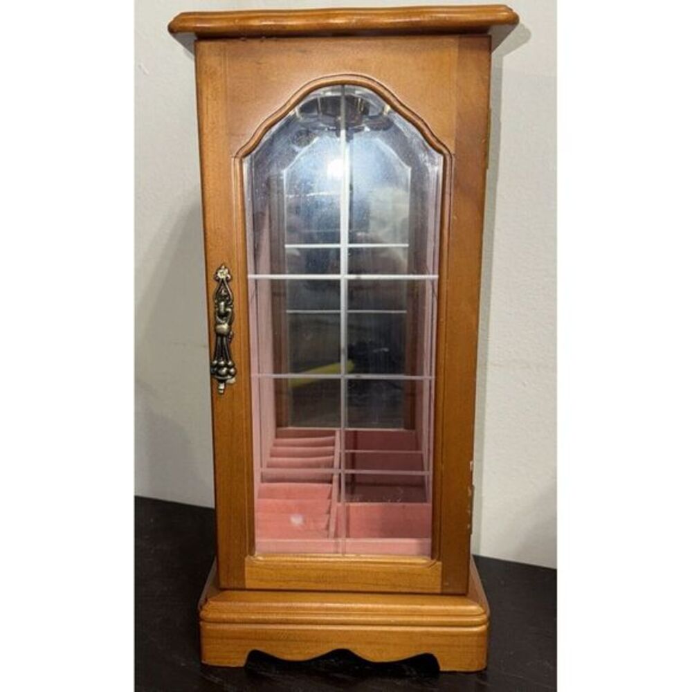 Crown Court Jewelry Box Golden  Brown Wood finish.‎